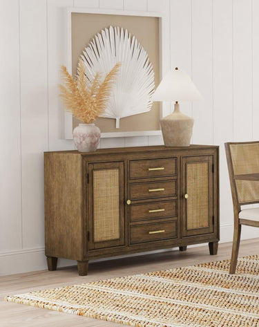 Matisse Four Drawer Rattan Sideboard - Light Brown