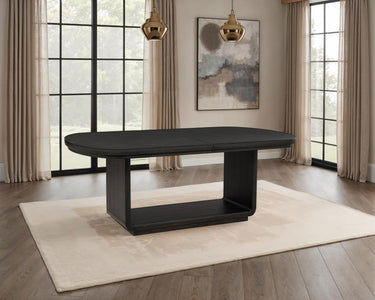 Leandro Curved Extension Dining Table - Burnished Black