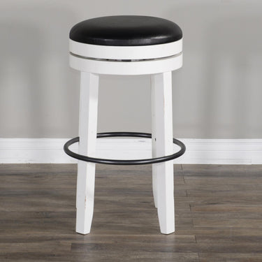 Carriage House 30"H Swivel Barstool - White/Dark Brown