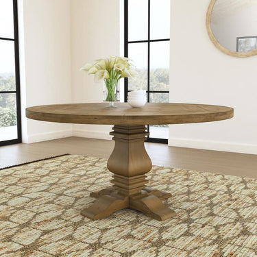 Florence 60" Round Solid Wood Dining Table - Rustic Honey