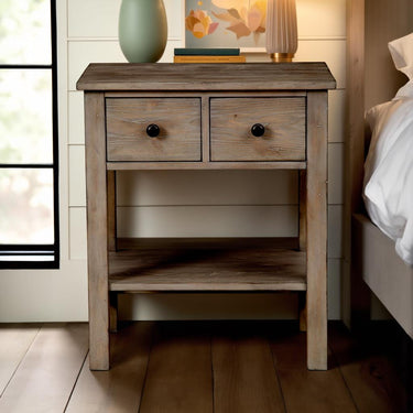 Classic Collection Two Drawer Nightstand - Natural Gray