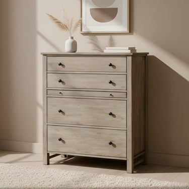 Classic Collection Four Drawer Chest w/Workstation - Natural Gray