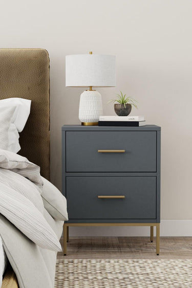 Madelyn Two Drawer Nightstand - Slate Gray
