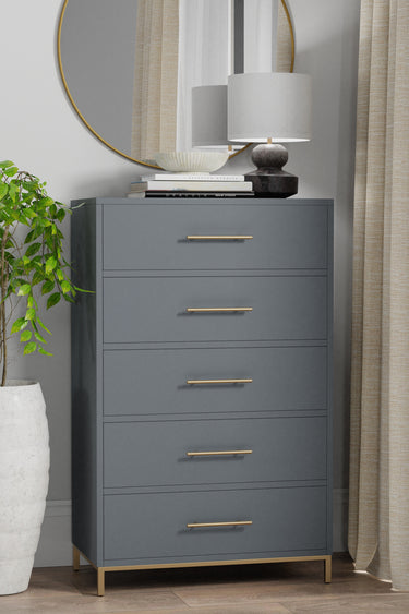 Madelyn Five Drawer Chest - Slate Gray