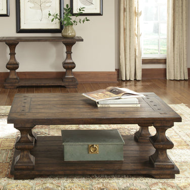 Sedona Four Pedestal Cocktail Table - Kona Brown