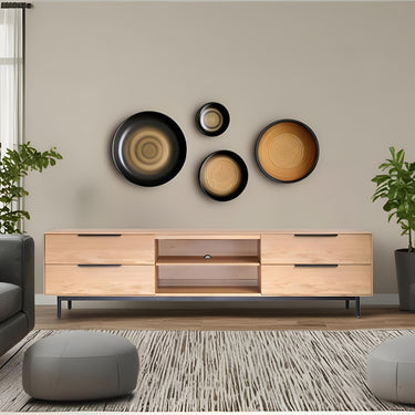 Akira Mid Century Modern TV Console - Natural