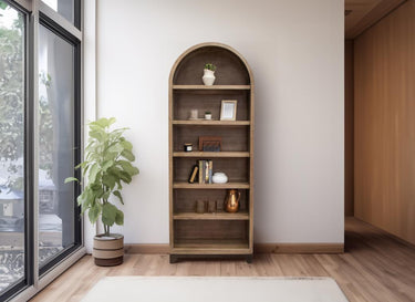 Parota Arched Solid Wood Bookcase - Natural