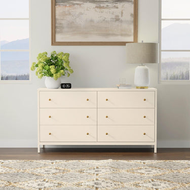Avery Collection Six Drawer Dresser - Coconut Milk White