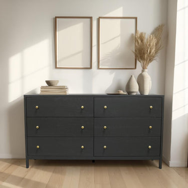 Avery Collection Six Drawer Dresser - Black
