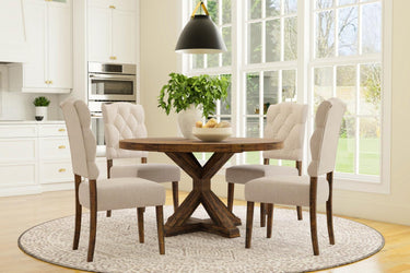 Newberry 54" Round Pedestal Dining Table - Medium Brown