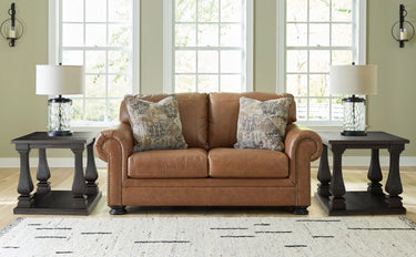 Carianna Leather Loveseat - Caramel