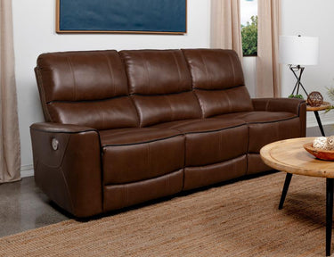 Greenfield Power Reclining Sofa - Saddle Brown
