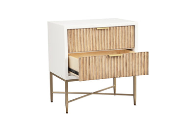 Larsen Two Drawer Nightstand - White/Natural