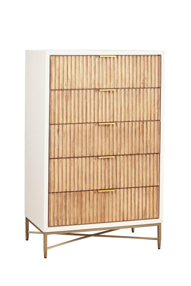 Larsen Five Drawer Chest - White/Natural