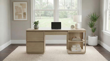 Harkes 75" Computer Desk w/Three Drawers & Open Cubby - Light Elm