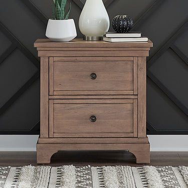 Haven Hills Nightstand w/Charging Station - Camel Beige
