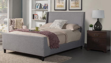 Amber Upholstered Platform Bed - Grey Linen