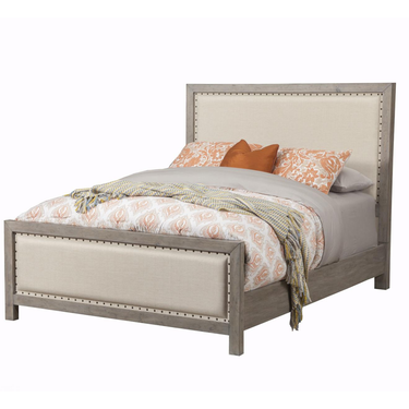 Classic Collection Upholstered Panel Bed - Natural Gray/Linen